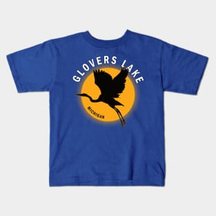 Glovers Lake in Michigan Heron Sunrise Kids T-Shirt